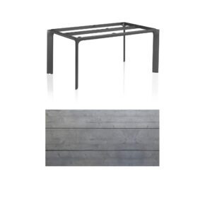 Kettler "Diamond" Tischsystem Gartentisch, Gestell Aluminium anthrazit, Tischplatte HPL Grau mit Fräsung, 160x95 cm