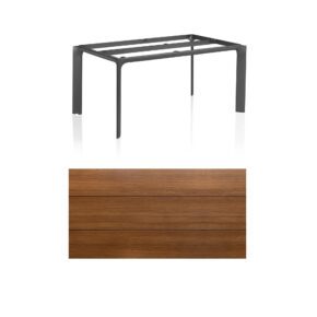 Kettler "Diamond" Tischsystem Gartentisch, Gestell Aluminium anthrazit, Tischplatte HPL Teak-Optik mit Fräsung, 160x95 cm