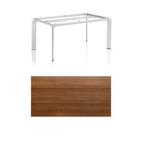 Kettler "Diamond" Tischsystem Gartentisch, Gestell Aluminium silber, Tischplatte HPL Teak-Optik mit Fräsung, 160x95 cm