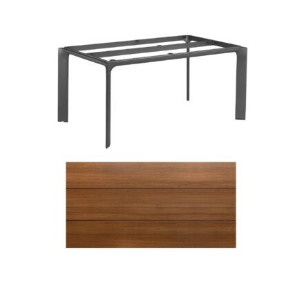 Kettler "Diamond" Tischsystem Gartentisch, Gestell Aluminium anthrazit, Tischplatte HPL Teak-Optik mit Fräsung, 180x95 cm