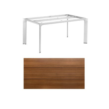 Kettler "Diamond" Tischsystem Gartentisch, Gestell Aluminium silber, Tischplatte HPL Teak-Optik mit Fräsung, 180x95 cm