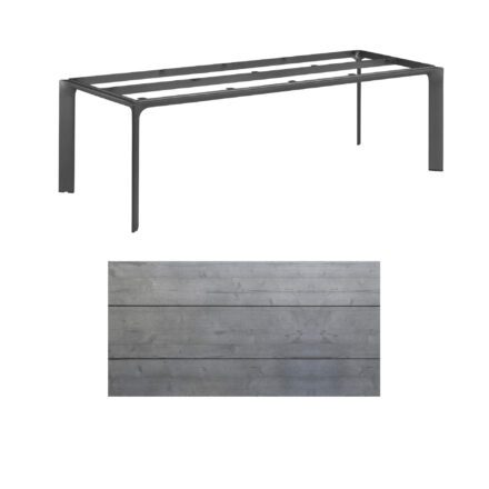 Kettler "Diamond" Tischsystem Gartentisch, Gestell Aluminium anthrazit, Tischplatte HPL Grau mit Fräsung, 220x95 cm