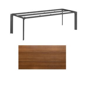 Kettler "Diamond" Tischsystem Gartentisch, Gestell Aluminium anthrazit, Tischplatte HPL Teak-Optik mit Fräsung, 220x95 cm