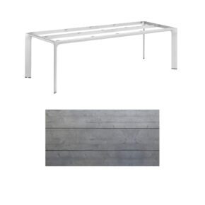 Kettler "Diamond" Tischsystem Gartentisch, Gestell Aluminium silber, Tischplatte HPL Grau mit Fräsung, 220x95 cm