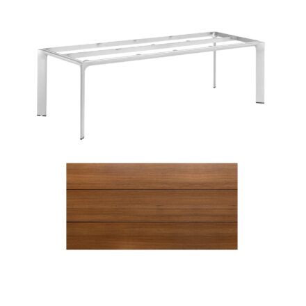 Kettler "Diamond" Tischsystem Gartentisch, Gestell Aluminium silber, Tischplatte HPL Teak-Optik mit Fräsung, 220x95 cm