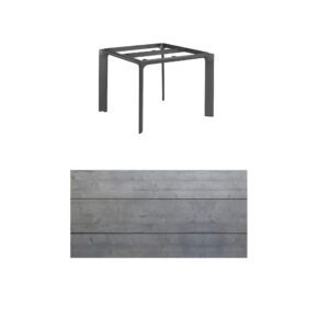 Kettler "Diamond" Tischsystem Gartentisch, Gestell Aluminium anthrazit, Tischplatte HPL Grau mit Fräsung, 95x95 cm