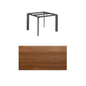 Kettler "Diamond" Tischsystem Gartentisch, Gestell Aluminium anthrazit, Tischplatte HPL Teak-Optik mit Fräsung, 95x95 cm