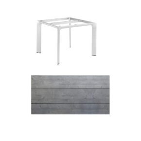 Kettler "Diamond" Tischsystem Gartentisch, Gestell Aluminium silber, Tischplatte HPL Grau mit Fräsung, 95x95 cm