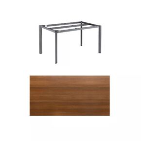 Kettler "Edge" Gartentisch, Gestell Aluminium anthrazit, Tischplatte HPL Teak-Optik mit Fräsung, 140x70 cm