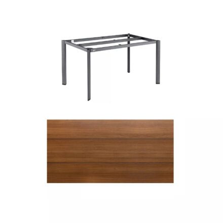 Kettler "Edge" Gartentisch, Gestell Aluminium anthrazit, Tischplatte HPL Teak-Optik mit Fräsung, 140x70 cm