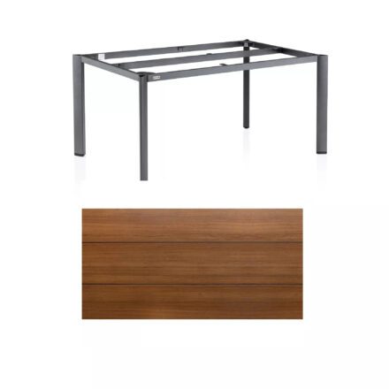 Kettler "Edge" Gartentisch, Gestell Aluminium anthrazit, Tischplatte HPL Teak-Optik mit Fräsung, 180x95 cm