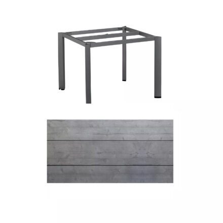 Kettler "Edge" Gartentisch, Gestell Aluminium anthrazit, Tischplatte HPL Grau mit Fräsung, 95x95 cm
