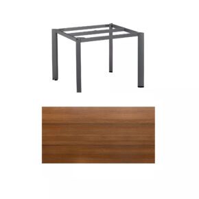 Kettler "Edge" Gartentisch, Gestell Aluminium anthrazit, Tischplatte HPL Teak-Optik mit Fräsung, 95x95 cm