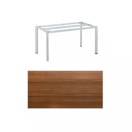 Kettler "Edge" Gartentisch, Gestell Aluminium silber, Tischplatte HPL Teak-Optik mit Fräsung, 140x70 cm