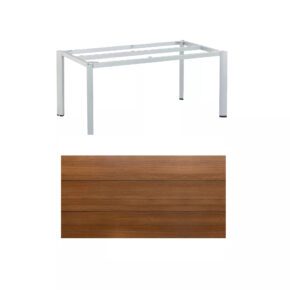 Kettler "Edge" Gartentisch, Gestell Aluminium silber, Tischplatte HPL Teak-Optik mit Fräsung, 160x95 cm