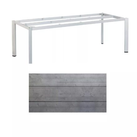 Kettler "Edge" Gartentisch, Gestell Aluminium silber, Tischplatte HPL Grau mit Fräsung, 220x95 cm