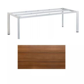 Kettler "Edge" Gartentisch, Gestell Aluminium silber, Tischplatte HPL Teak-Optik mit Fräsung, 220x95 cm
