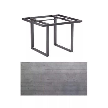 Kettler "Skate" Gartentisch Casual Dining, Gestell Aluminium anthrazit, Tischplatte HPL Grau mit Fräsung, 95x95 cm, Höhe ca. 68 cm