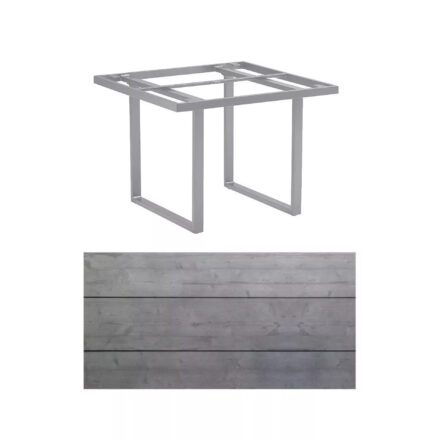 Kettler "Skate" Gartentisch Casual Dining, Gestell Aluminium silber, Tischplatte HPL Grau mit Fräsung, 95x95 cm, Höhe ca. 68 cm