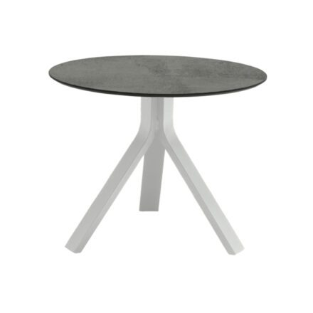 Stern "Freddie" Beistelltisch, Gestell Aluminium weiß, Tischplatte HPL Zement, Ø 60 cm, Höhe 48 cm