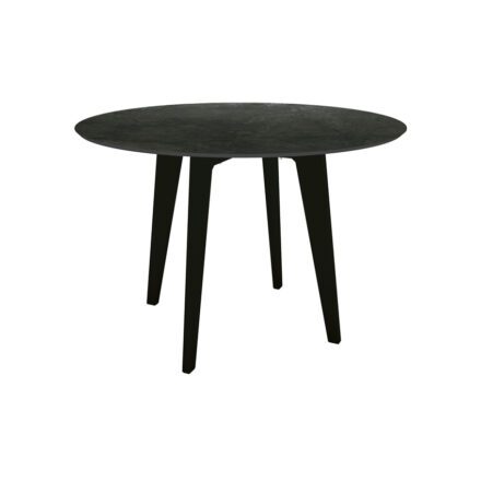 Stern Gartentisch rund 110 cm, Aluminium schwarz matt, Tischplatte HPL Dark Marble