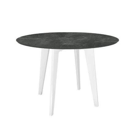 Stern Gartentisch rund 110 cm, Aluminium weiß, Tischplatte HPL Slate