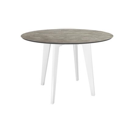 Stern Gartentisch rund 110 cm, Aluminium weiß, Tischplatte HPL Slate Stone