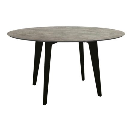 Stern Gartentisch rund 134 cm, Aluminium schwarz matt, Tischplatte HPL Slate Stone