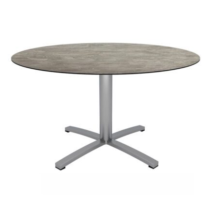 Stern Gartentisch rund, Gestell Edelstahl, Tischplatte HPL Slate Stone