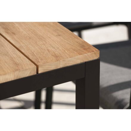Stern Tischsystem Gartentisch, Gestell Aluminium schwarz matt, Tischplatte Teakholz Einzelleisten
