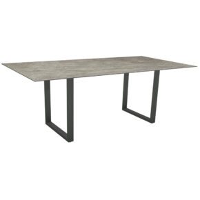 Stern Kufentisch, Maße: 200x100x73 cm, Gestell Aluminium anthrazit, Tischplatte HPL Slate Stone