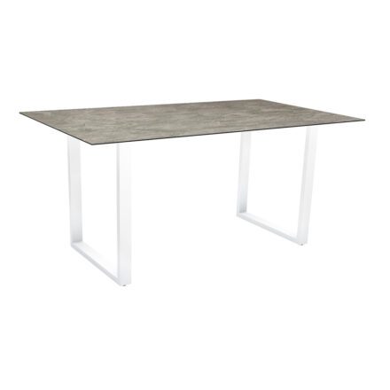 Stern Kufentisch, Gestell weiß, Tischplatte HPL Slate Stone, Tischgröße: 160x90 cm