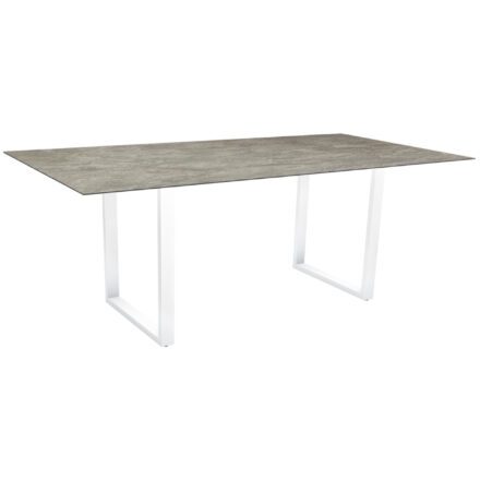 Stern Kufentisch, Maße: 200x100x73 cm, Gestell Aluminium weiß, Tischplatte HPL Slate Stone