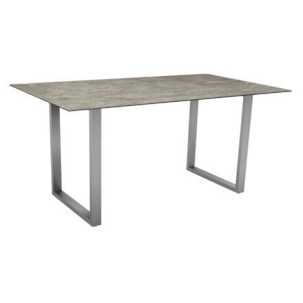 Stern Kufentisch, Gestell Edelstahl, Tischplatte HPL Slate Stone, Tischgröße: 160x90 cm