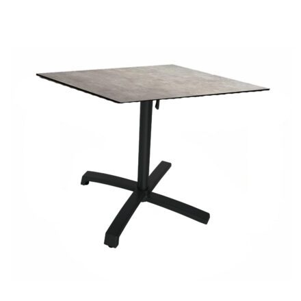 Stern "Livorno" Bistrotisch 80x80cm, Gestell Alu schwarz matt, Tischplatte HPL Metallic Grau