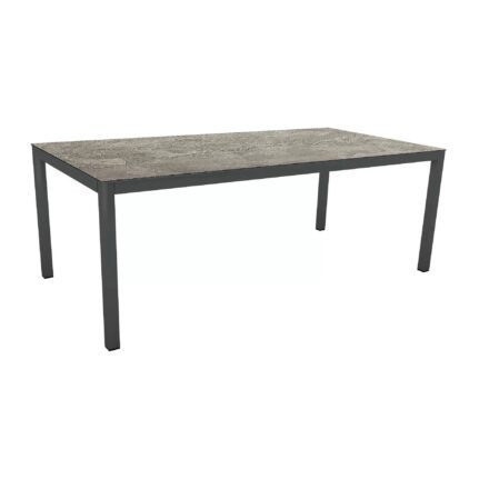 Stern Gartentisch, Gestell Aluminium anthrazit, Tischplatte HPL Slate Stone, 200x100 cm