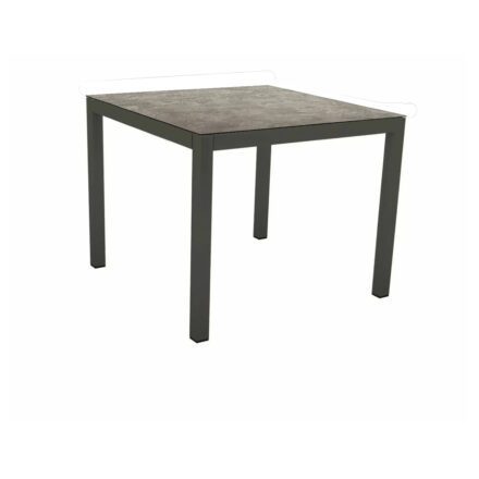 Stern Tischsystem, Gestell Aluminium anthrazit, Tischplatte HPL Slate Stone, 80x80 cm