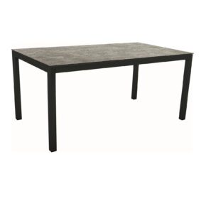 Stern Gartentisch, Gestell Aluminium schwarz matt, Tischplatte HPL Slate Stone, 130x80 cm