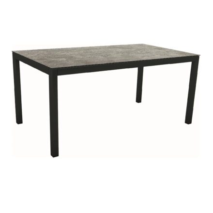 Stern Gartentisch, Gestell Aluminium schwarz matt, Tischplatte HPL Slate Stone, 130x80 cm