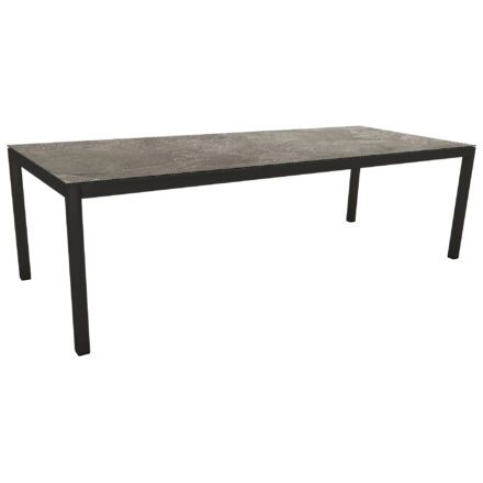 Stern Gartentisch, Gestell Aluminium schwarz matt, Tischplatte HPL Slate Stone, 250x100 cm