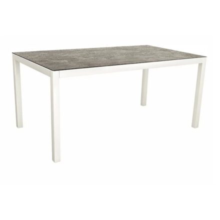 Stern Gartentisch, Gestell Aluminium weiß, Tischplatte HPL Slate Stone, 130x80 cm