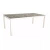 Stern Gartentisch, Gestell Aluminium weiß, Tischplatte HPL Slate Stone, 200x100 cm