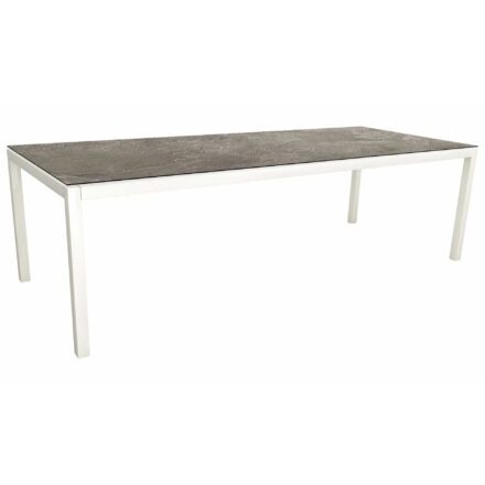 Stern Gartentisch, Gestell Aluminium weiß, Tischplatte HPL Slate Stone, 250x100 cm