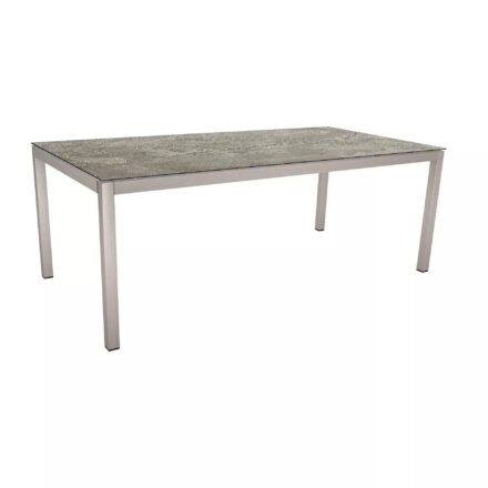 Stern Tischsystem, Gestell Edelstahl Vierkantrohr, Tischplatte HPL Slate Stone, 200x100 cm