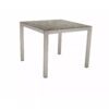 Stern Tischsystem, Gestell Edelstahl Vierkantrohr, Tischplatte HPL Slate Stone, 80x80 cm