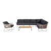 4Seasons Outdoor Eckloungeset 5-tlg. "Belmond", Polyrattan natur, Kissen Olefin anthrazit, Gestelle Edelstahl anthrazit mit Loungetisch "Verdi"