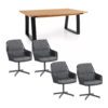 Gartenmöbel-Set mit vier Diningsessel "Primavera" und Gartentisch "Laurion" 180x100 cm