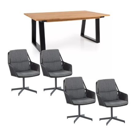 Gartenmöbel-Set mit vier Diningsessel "Primavera" und Gartentisch "Laurion" 180x100 cm