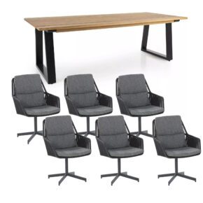 Gartenmöbel-Set mit sechs Diningsessel "Primavera" und Gartentisch "Laurion" 230x100 cm