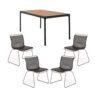 Houe Gartentisch 160x90 cm "Four", Gestell schwarz, mit Stapelstuhl "Click, Lamellen schwarz
